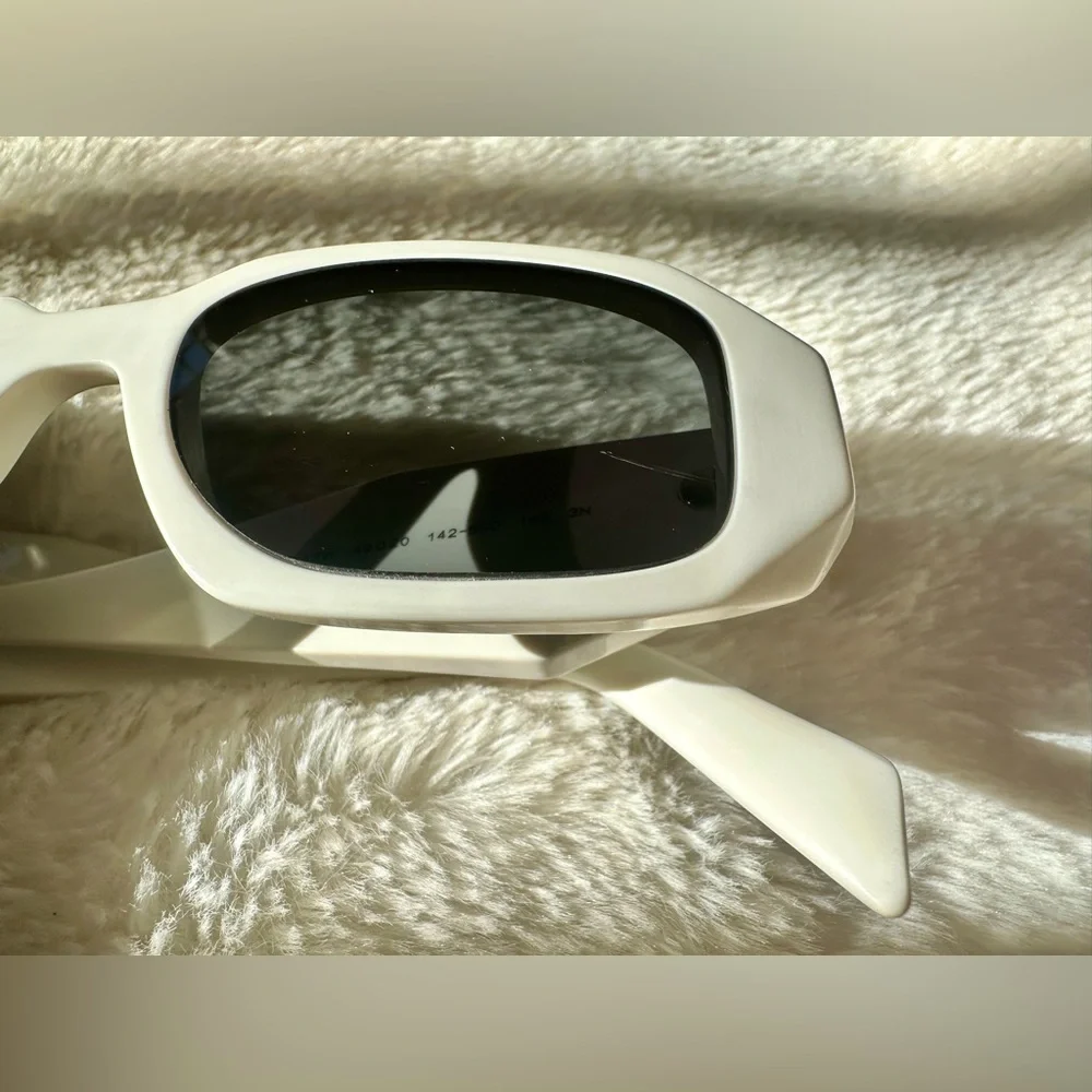 Prada White Frame Sunglasses with Dark Lenses